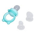 thumbnail image 2 of Juego de comedero para bebé, chupetes de silicona con forma bonita, cadena para masticar alimentos, bolsa de alimentación para bebés, color azul, 2 of 14