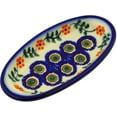thumbnail image 1 of Polish Pottery 5½-inch Condiment Dish (Sunflower Peacock Theme) Hand Painted in Boleslawiec, Poland + Certificate of Authenticity, 1 of 6