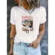 thumbnail image 1 of Merry Christmas Bus Graphic Women's T-Shirt - Casual Crew Neck, Short Sleeve, Stretchy Polyester Blend, Machine Washable - Perfect for Holiday & Summer Comfort, English Pattern, Fashion Trend, 1 of 6