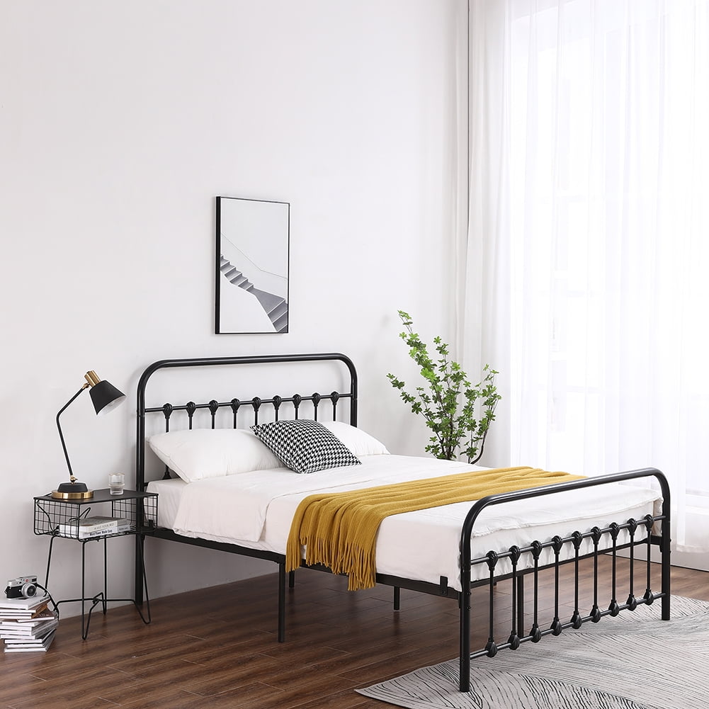 Lowestbest Single-Layer Curved Frame Bed Head and Foot Tube with Shell Decoration, Queen Iron Bed (Black) Lowestbest Single-Layer Curved Frame Bed Head and Foot Tube with Shell Decoration, Queen Iron Bed (Black)