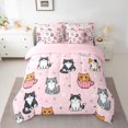 thumbnail image 3 of Manfei Kawaii Teacup Cat Twin Bedding, Triangle Abstract Bedding Comforter Set, Pink, Pink Reversible, 7-Piece, 3 of 6
