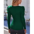 thumbnail image 4 of Zeagoo Womens Puff Long Sleeve Tops V Neck Pullover Sweaters Soft Slim Fit Solid Color Rib Knit Tops, 4 of 9