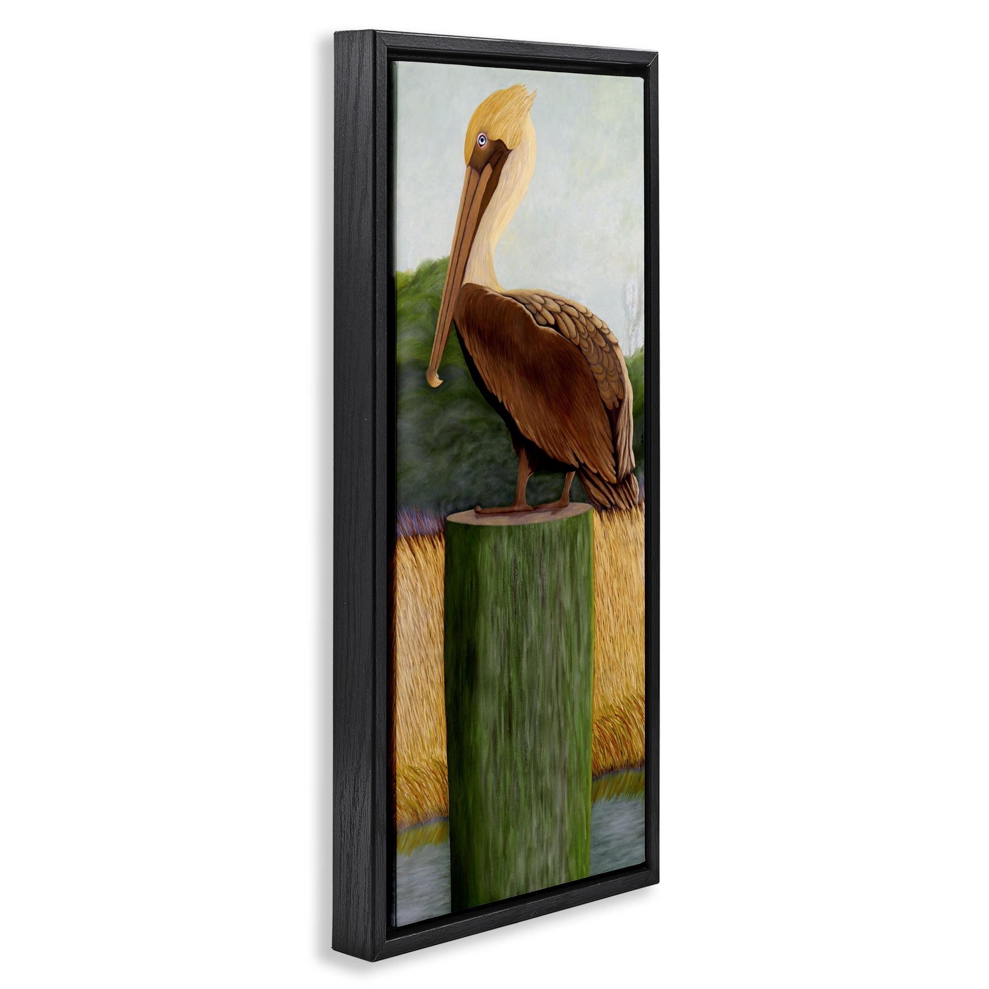 Stupell Industries Blue Eyed Pelican Black Framed Floater Canvas Wall Art, design by Barbara Fallenbaum