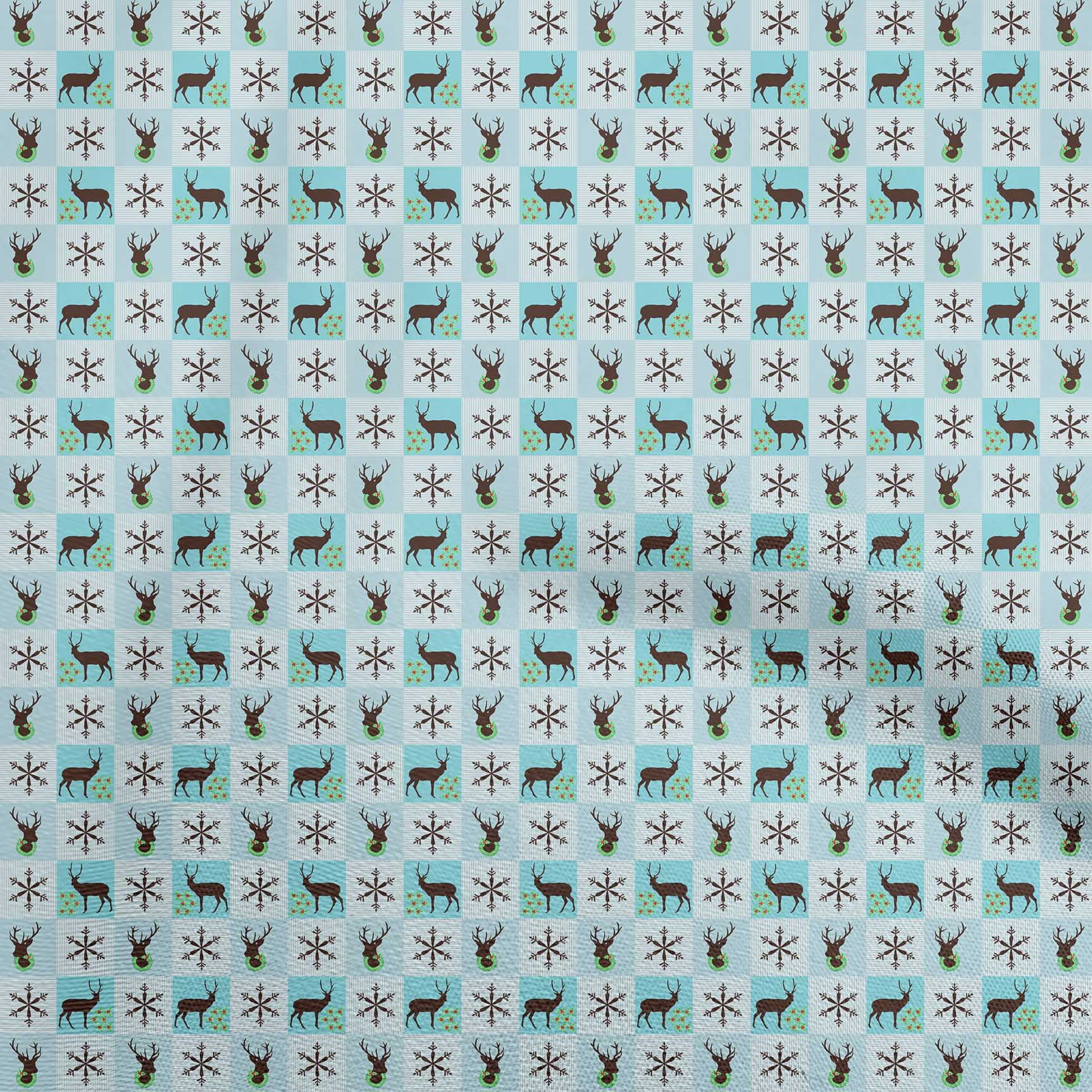 oneOone Cotton Jersey Light Blue Fabric Christmas Sewing Material Print Fabric By The Yard 58 Inch Wide