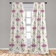 thumbnail image 4 of Ambesonne Floral Curtains, Lotus Flowers Watercolor Art, Pair of 28"x84", Hot Pink and Pale Blue, 4 of 5