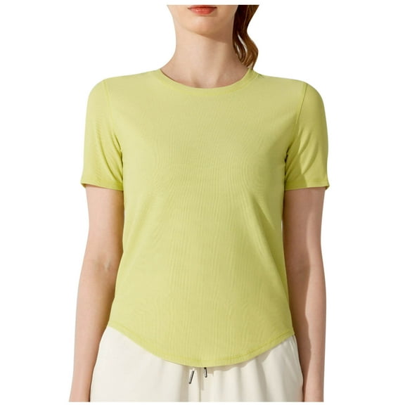 AherBiu Workout Tops for Women Quick-Dry Athletic Tees Crewneck Short Sleeve Lightweight Yoga Top Tshirts