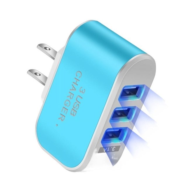 3 Ports USB Tête de Charge Multifonction 5V 1A Tête de Charge USB Chargeur de Téléphone Mobile USB Simple, Charge Rapide Multifonction