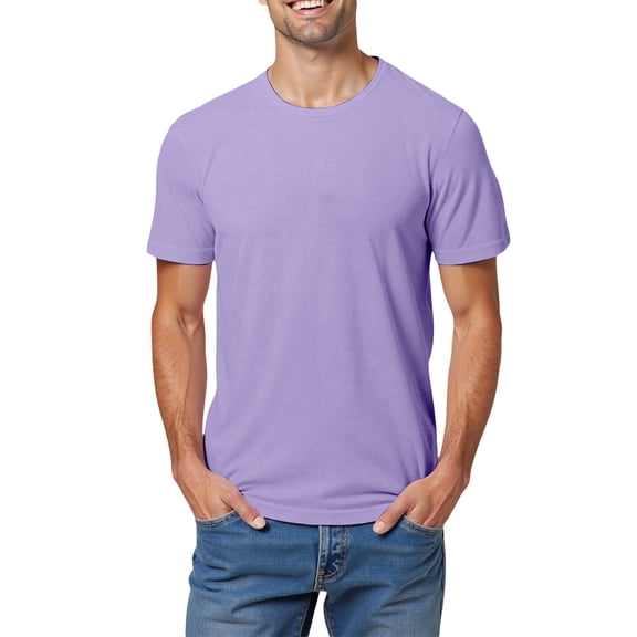HXWCHs Men's Casual Short Sleeve T Shirt For Summer Outdoor Sports Loose Fit Breathable Workout Training Tee With Crew Neck Light Purple XXL