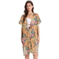 thumbnail image 2 of Beach Vacation Clothes Kimono Cardigan Loose Swimsuit Cover Up for Women Tower and Flowers S, 2 of 6
