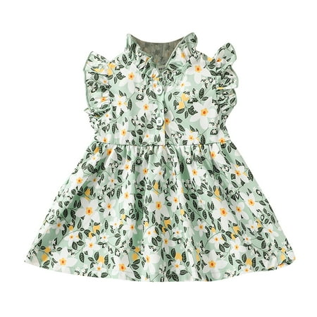 

Rovga Girls Sleeveless Flowers Prints Vest Dresses Toddler Princess Dress Fashion Kids Dress
