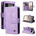 thumbnail image 1 of Case for Google Pixel 6 Pro 5G Cover Zipper Pocket Wallet Case Magnetic Protective - Purple, 1 of 5