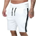 thumbnail image 3 of IYTR Mens Shorts Casual Patchwork Elastic Waist Drawstring Sport Pants Loose Lightweight Athletic Shorts White L, 3 of 6
