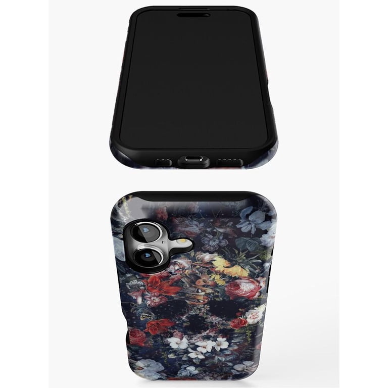 Dark Floral Skull Tough Case for Apple iPhone, Polycarbonate Shell and ...