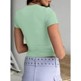 thumbnail image 2 of Women's Casual Basic Going Out Crop Tops Slim Fit Short Sleeve Crew Neck Tight T Shirts, 2 of 3