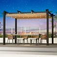 thumbnail image 5 of MELLCOM Retractable Pergola 10x12 Ft, Metal Shelter with Upgraded Sun Shade Canopy, Reinforced Frame Outdoor Pergola with Dual Adjustable Roof for Patio Garden Deck (Khaki), 5 of 7