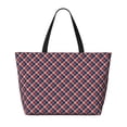 thumbnail image 2 of Honeii Red Blue Checked for Tote Bag with Adjustable Strap,Beach Bag, Waterproof Sandproof Beach Tote Bag, Large Capacity Foldable Beach Bags, 2 of 7