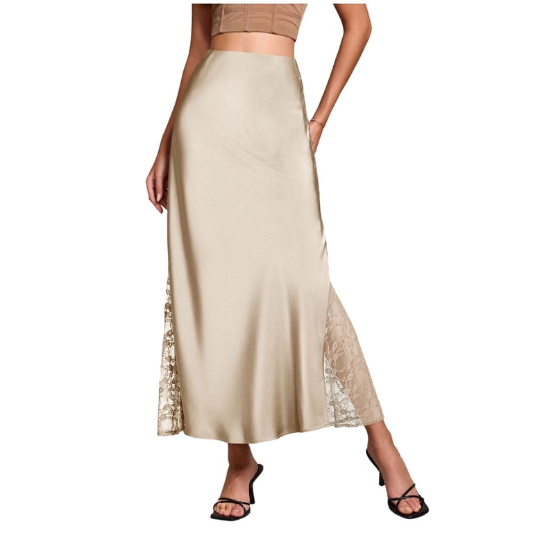 Gamivast Lace Maxi Skirt for Women High Waisted Smooth Elegant
