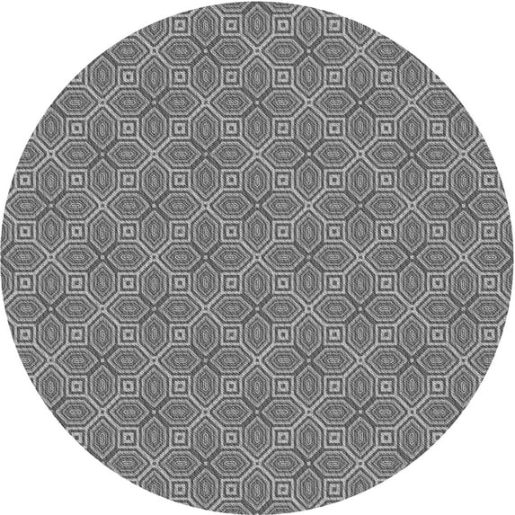 Ahgly Company Indoor Round Patterned Gray Dolphin Gray Area Rugs, 5' Round