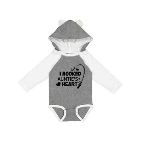 

Inktastic I Hooked Auntie s Heart with Fishing Rod Gift Baby Boy or Baby Girl Long Sleeve Bodysuit