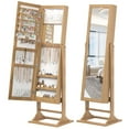 thumbnail image 2 of Costway Jewelry Cabinet Full-Length Mirror Lockable Jewelry Armoire with 6 Lights Natural, 2 of 11