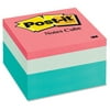 "Post-it Pink and Teal Pastel Note Cube - Self-adhesive - 3"" X 3"" - Assorted - Paper"