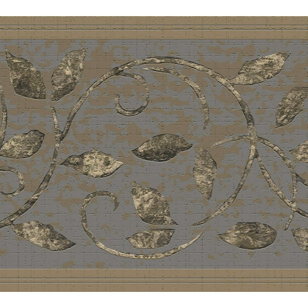 Dundee Deco's Peel and Stick Wallpaper Border Damask Gold, Brown