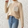 thumbnail image 6 of Women's Lightweight Oversized Knit Pullover Crewneck Long Sleeve Casual Sweater Top for Fall Travel Outfits Beige L, 6 of 7