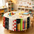 thumbnail image 5 of Dalxymotic Decorative Desk Skirt Cover, Round Teacher Desk Skirt, Seasonal Pencil Print Desk Skirt, Stretch Desk Skirt, Stretch Desk Skirt Cover for Office, Home, Cubicle, Counter, 5 of 6