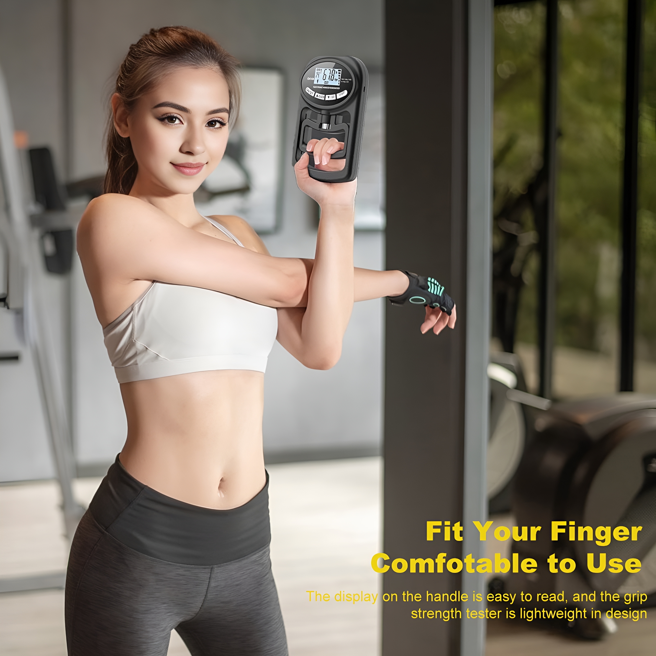 GJX 2026 New Electric Grip Strength Tester Led Display Hand Grip Dynamometer Adjustable Gripper Trainer Handheld Grip Measurement Meter Hand Grip Power Strengthener Exerciser Black