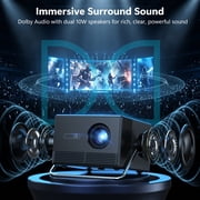 HAPPRUN Official Licensed Google TV Projector with WiFi and Bluetooth, Supported 4K Smart Projector with Dolby Audio, Auto Focus & Keystone, Built-in Streaming Apps, 2000 ANSI Lumens Movie Projector