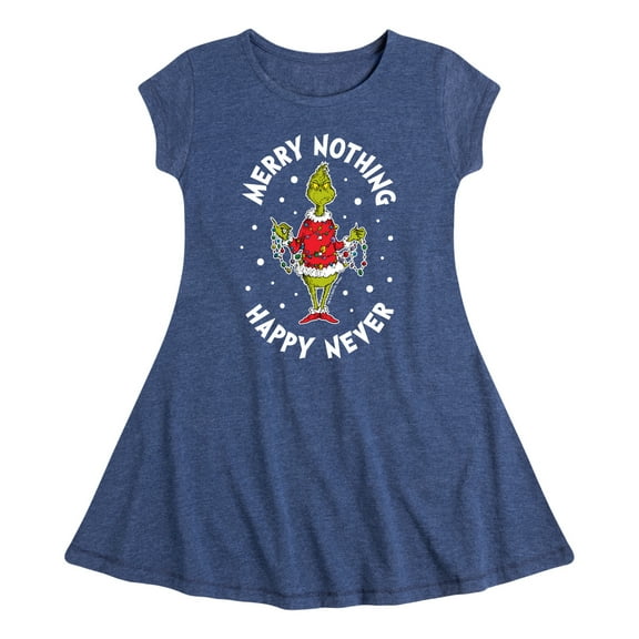 Dr. Seuss The Grinch - Christmas - Mery Nothing Happy Never - Toddler & Youth Girls Fit & Flare Dress