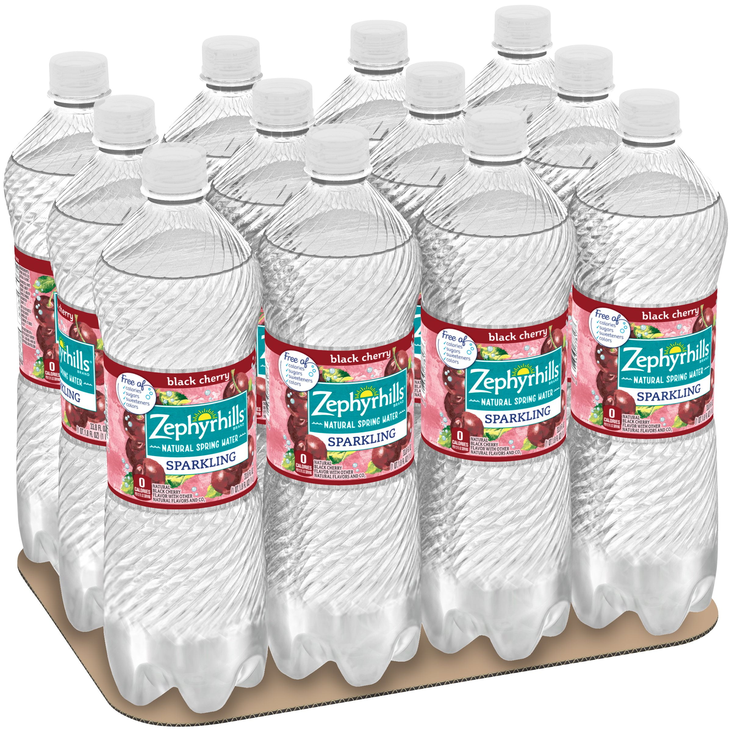 Zephyrhills Sparkling Water, Black Cherry, 33.8 oz. Bottles (Pack of 12