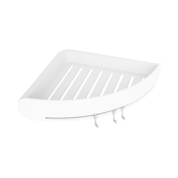 Estante de esquina con drenaje para inodoro Soporte de almacenamiento de cocina de plástico para baño montado en la pared, color blanco Scienceny  HA004929-01B
