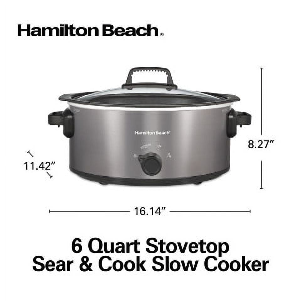 Hamilton Beach Stay or Go Stovetop Sear and Cook 6 Qt. Stainless Steel Slow  Cooker 33663 - The Home Depot