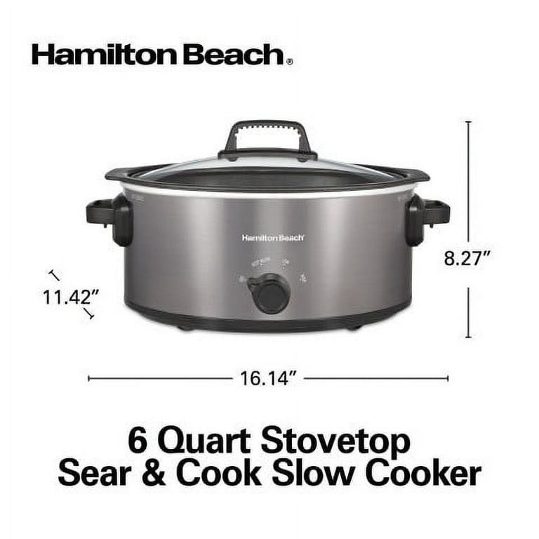  Hamilton Beach 33662 Programmable Slow Cooker with 6 Quart  Stovetop-Safe Sear & Cook Crock, Silver: Home & Kitchen
