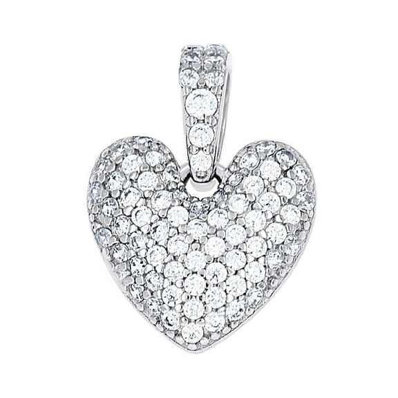 925 Sterling Silver Womens Cubic Zirconia Cluster Love Heart Pendant Necklace 14.9x10.8mm Wide Pendant for Women