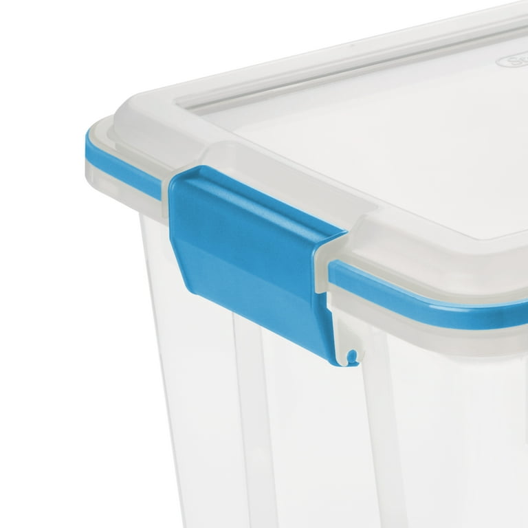 Sterilite 20 Qt. Clear Gasket Storage Box, Blue Latches with Clear
