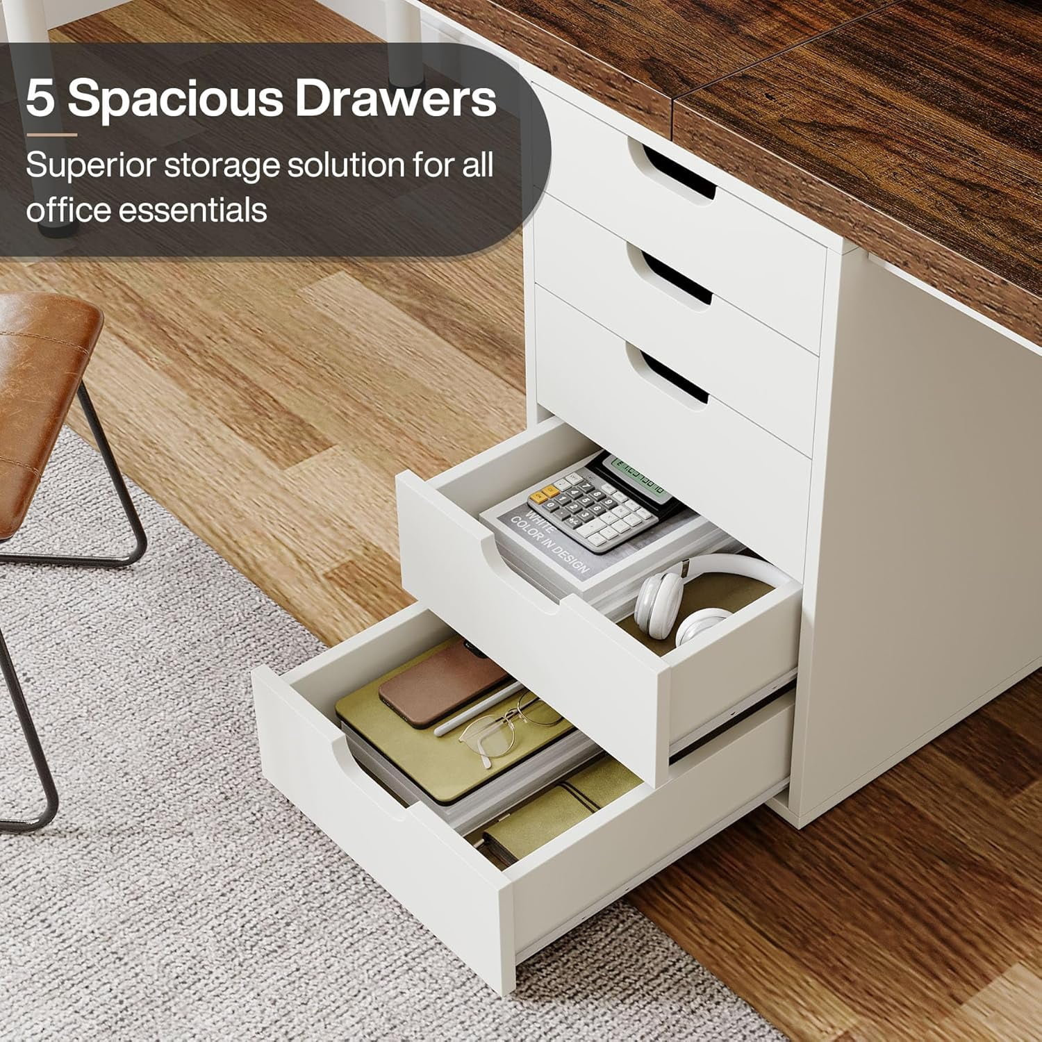 Tribesigns Two Person Computer Desk with 5 Drawers, 78.7 Inches Extra Long Double Office Desk, Modern Simple Workstation Double Desk Study Writing Table for Home Office