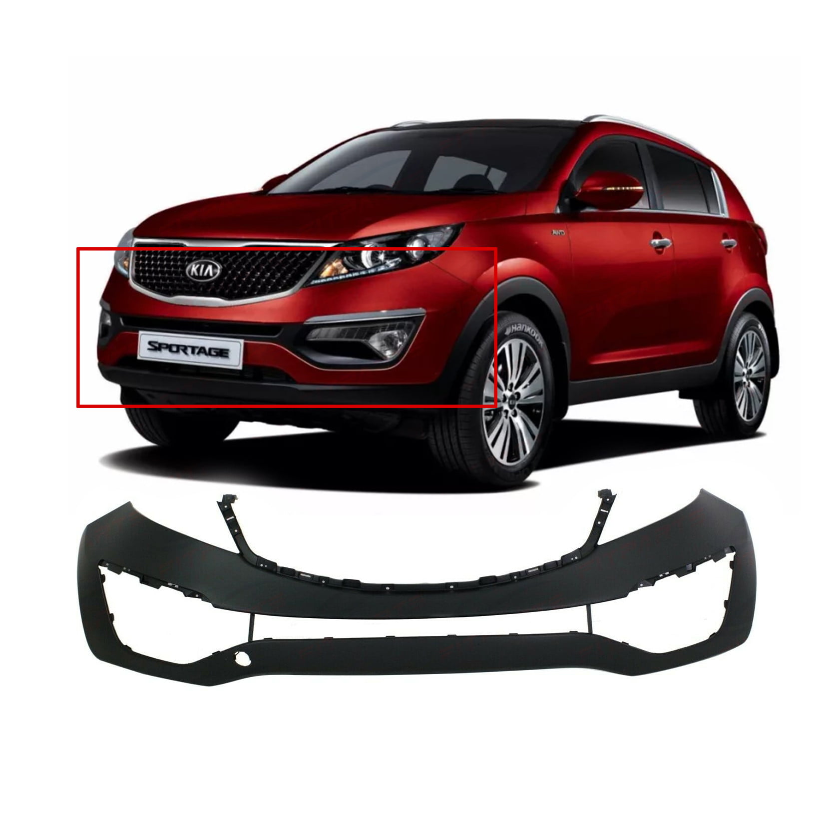 Front Bumper Cover Compatible with 2003-2006 Kia Sorento Primed with Fog Light Holes LX Model 