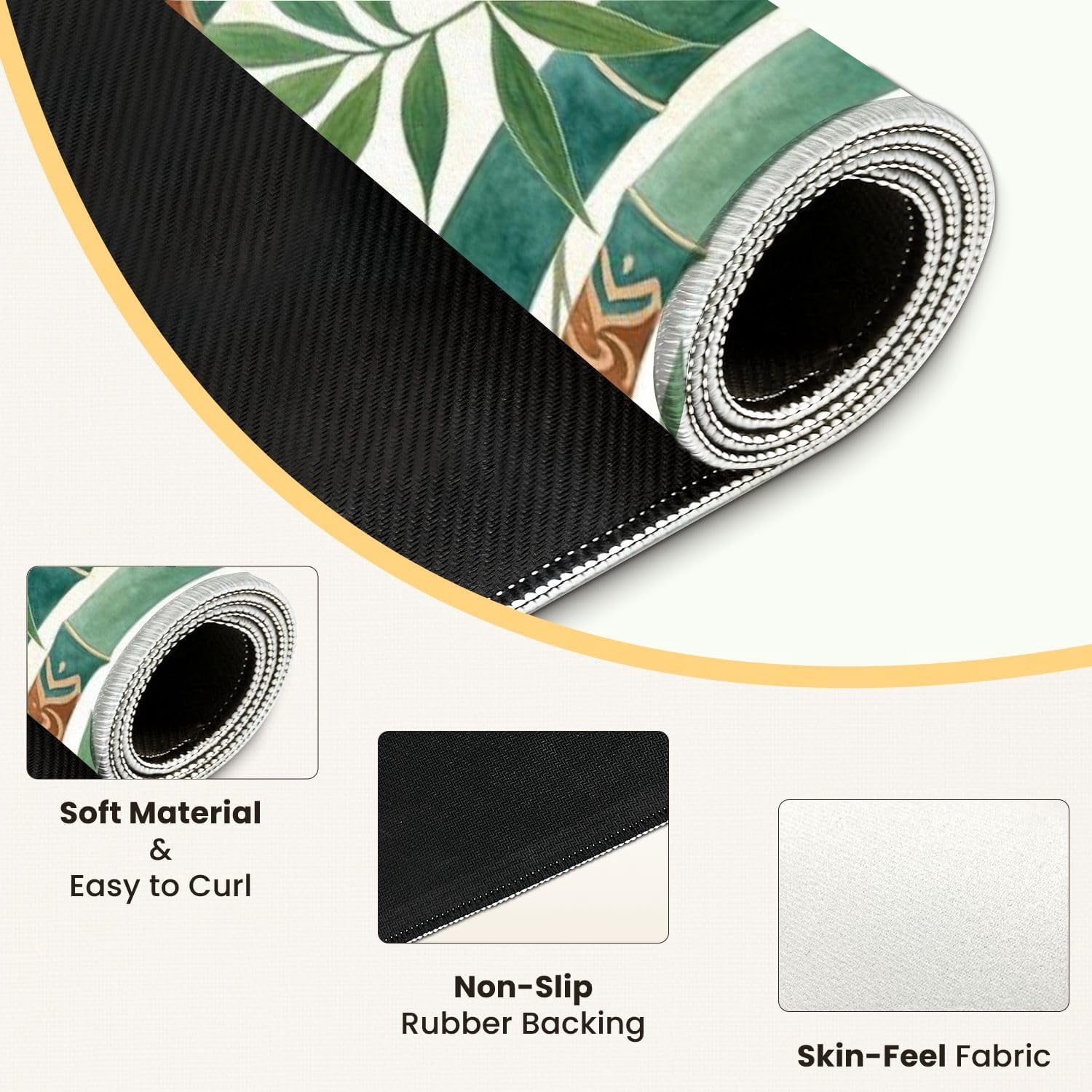 Mahjong Mat for Table Decorative Bamboo Forest Green Brown Patterns 31.5" x 31.5" Non-Slip Noise-Reducing Game Mat Premium Mahjong Accessories for Poker Dominoes Board Games