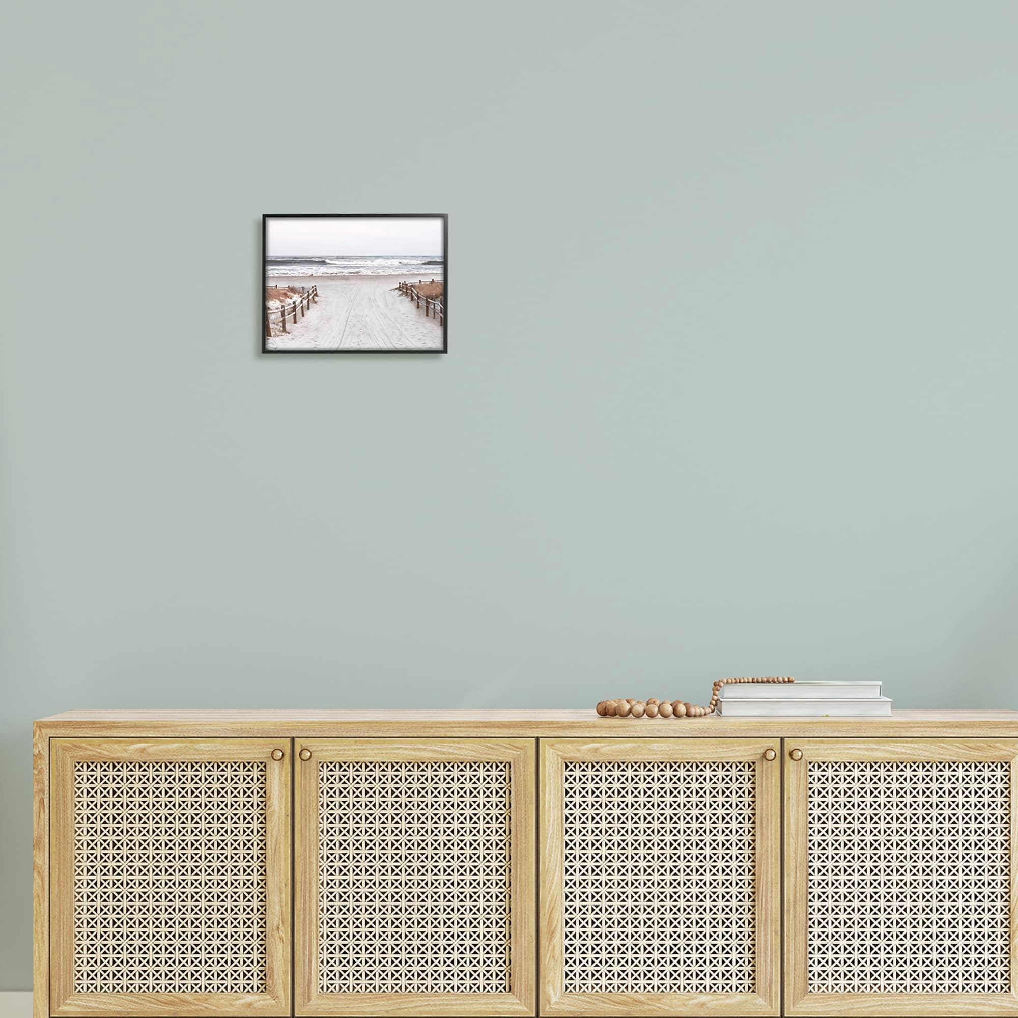Stupell Industries Beach Waves Splashing Shoreline Foggy Horizon Sand, 14 x 11, Design by Natalie Carpentieri