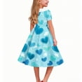 thumbnail image 3 of Vestido de manga corta con cuello vuelto para niñas Vestido elástico de manga corta para niñas Vestido skater con volantes de corte A Vestido de recital escolar Vestido de manga corta con cuello vuelt, 3 of 6