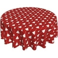 thumbnail image 4 of Christmas Round Tablecloth 60 Inch, Red Winter Christmas Tree Table Cloth for Xmas Rustic Farmhouse Kitchen Decor, Wipeable Polyester Fabric Table Cover for Holiday Party, 4 of 6