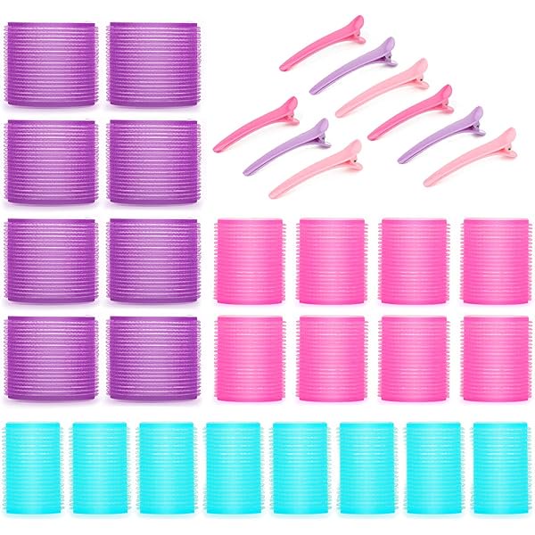 wonima02 Self-Grip Heatless Styling Rollers Set - 33 Pcs with 3 Sizes for Blowout Curls and Waves on Short, Medium or Long Hair