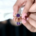 thumbnail image 5 of Rosec Jewels Real Amethyst Engagement Ring 3 Carat - 8 mm Asscher Cut - AAA Grade - Amethyst and Diamond Ring for Women, 10K Yellow Gold, US 6.00, 5 of 9