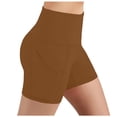 thumbnail image 2 of Mifsaly Biker Shorts Women Tummy Control High Waisted Yoga Shorts with Pockets See-Through Squat Proof Athletic Workout Trendy Outfits Khaki,L, 2 of 7