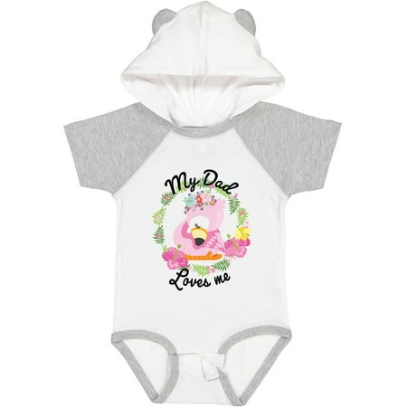 

Inktastic Baby Flamingo My Dad Loves Me with Flower Wreath Gift Baby Boy or Baby Girl Bodysuit