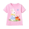 thumbnail image 4 of HILEELANG 2–7T Toddler/Little Girls Spring Strawberry Bunny Outfit, Pink 100% Cotton Top & Gray Leggings Set, Size 3T, 4 of 5