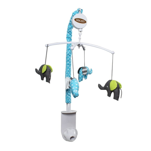 Bacati - Elephants Aqua/Lime/Grey Musical Baby Crib Mobile