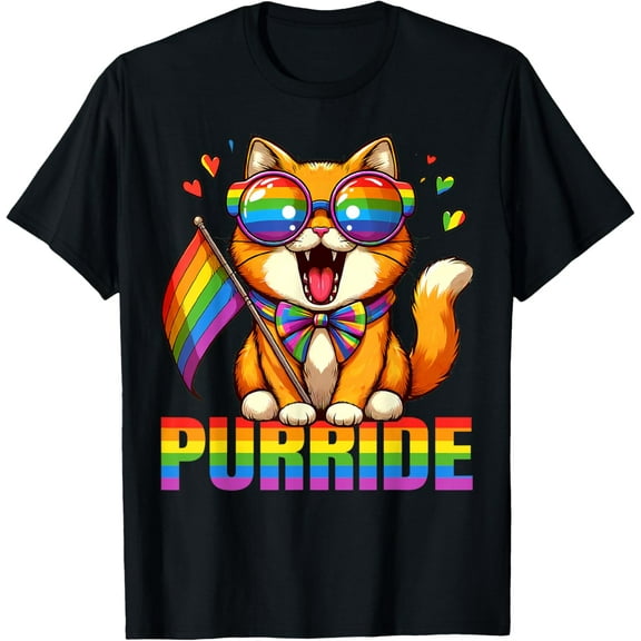 Purride Cat Lover Pride Month Gay Rights Rainbow Cat Lover T-shirt